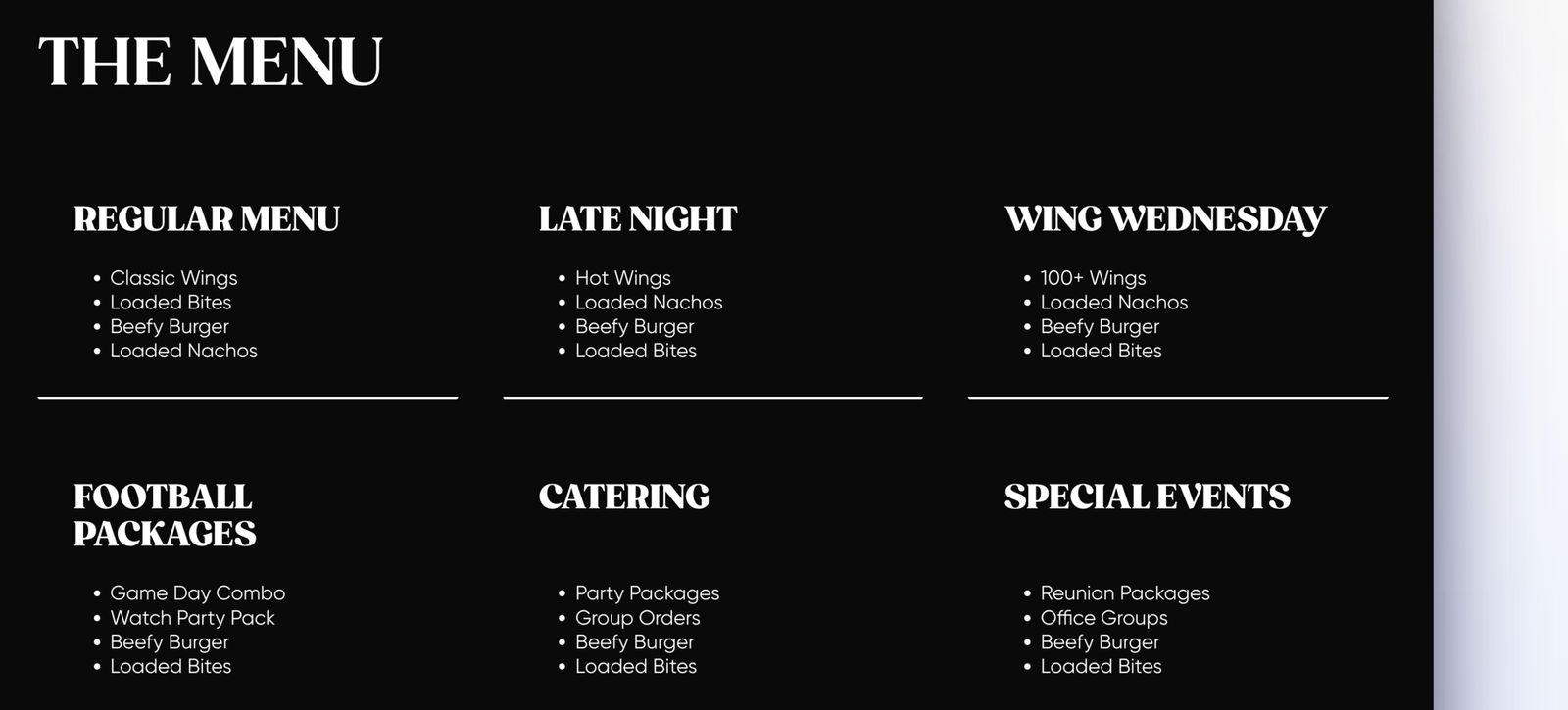Whiskey's Saloon food special